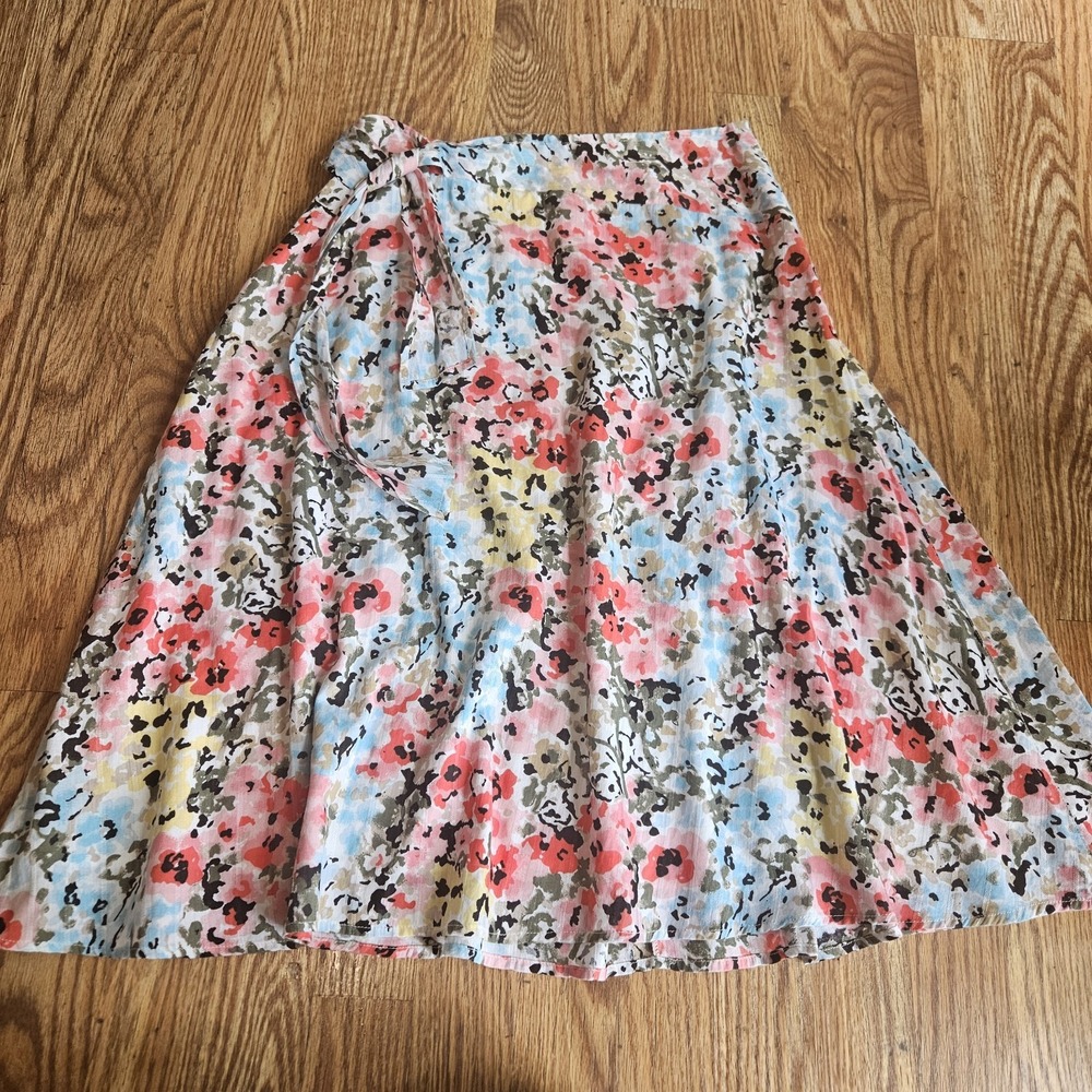 Vintage Valerie Stevens Cotton Flowy Floral Midi Skirt Size 8 Vintage Multicolor